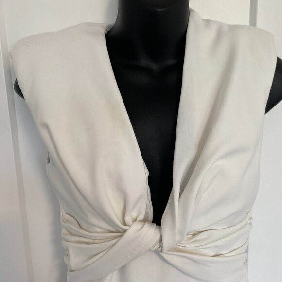 NWOT Zara White‎ Mini Dress V-neck With Shoulder Pads Event Grad Dress Size XS - Picture 2 of 7